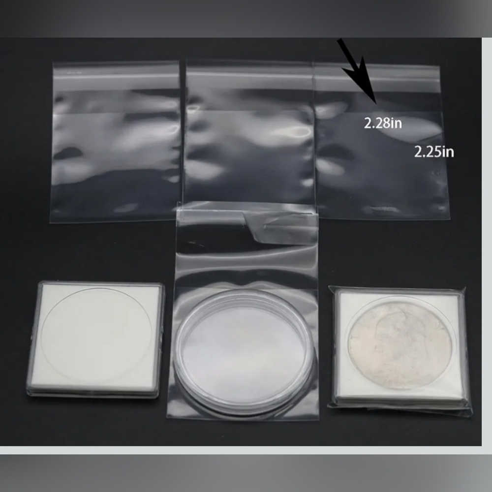 🍎 500 Count 2×2" Sleeves Clear Plastic Bags Resealable Self-Sealing Coin Flips
